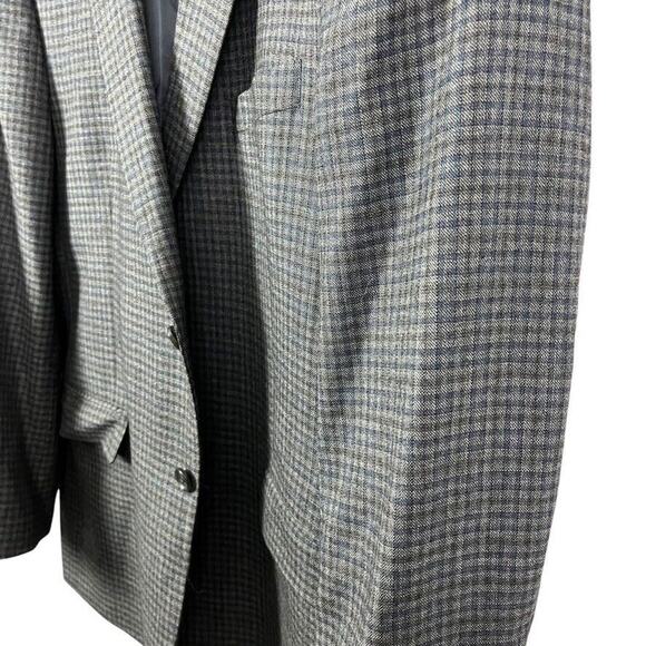Jos A Bank Signature Collection Gray Blue Plaid Suit Jacket Blazer Wool sz 46R - Picture 9 of 16